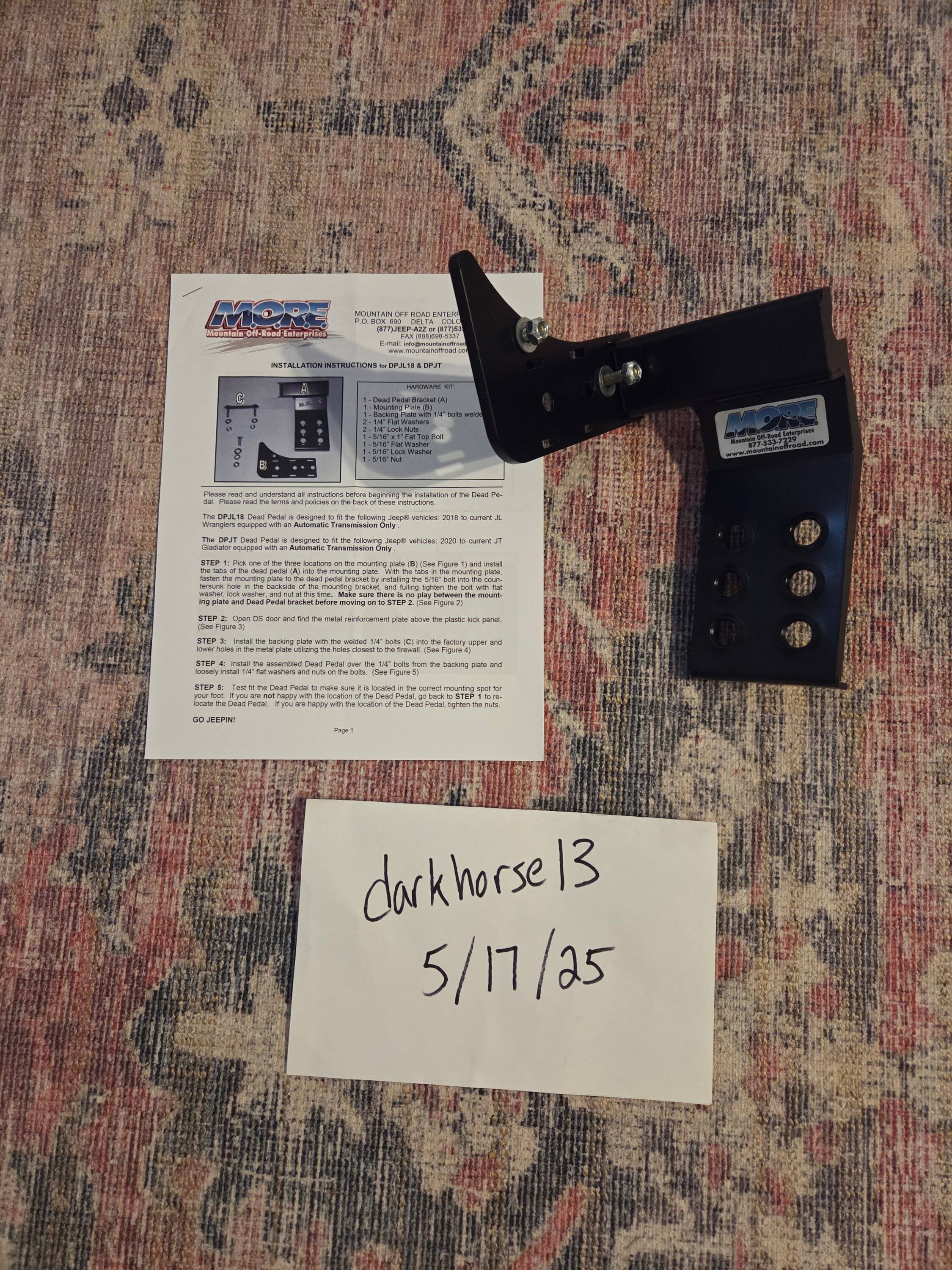 Jeep Gladiator M.O.R.E Mountain Off-Road Dead Pedal 20250518_172856
