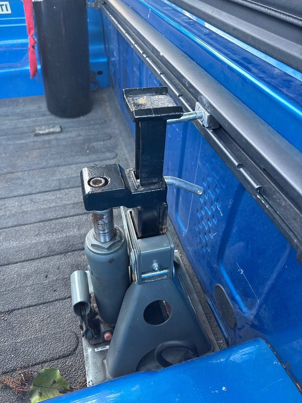 Jeep Gladiator Cheap and secure way for bolting down your Safety Jack if you have the trail rail system image