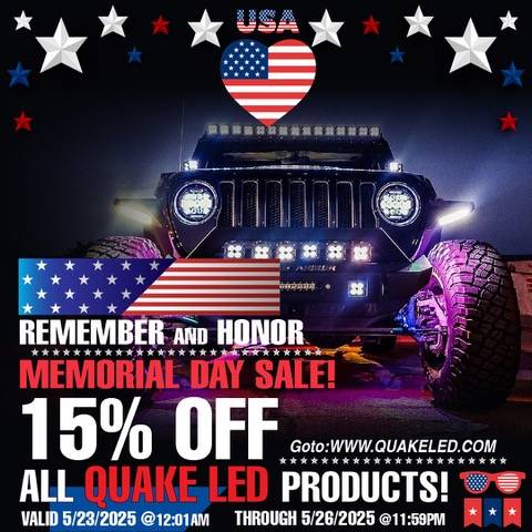 Jeep Gladiator Quake LED's 15% OFF Memorial Day Sale is LIVE NOW! 25_Memorial_Email ads_FB 4