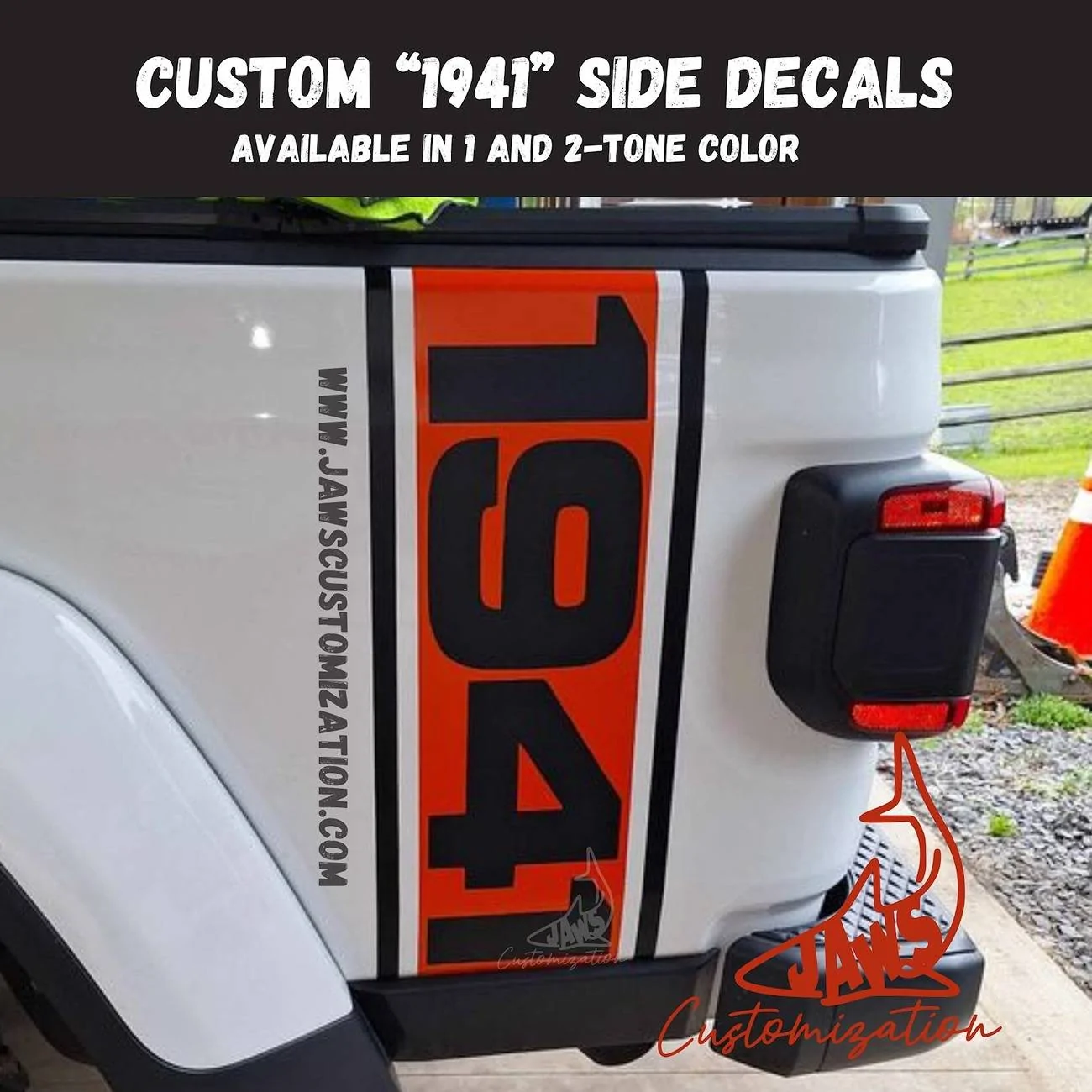 Jeep Gladiator My 1st Jeep! 2024 Gladiator Nighthawk 1941 Bedside Door Decals1679060_tnlo