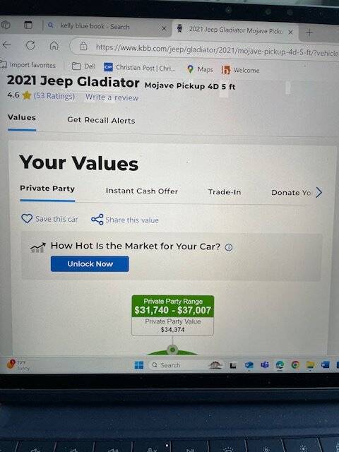 Jeep Gladiator ‘21 Gladiator Mojave (82k miles) price reduced ($30k FIRM) mojave value