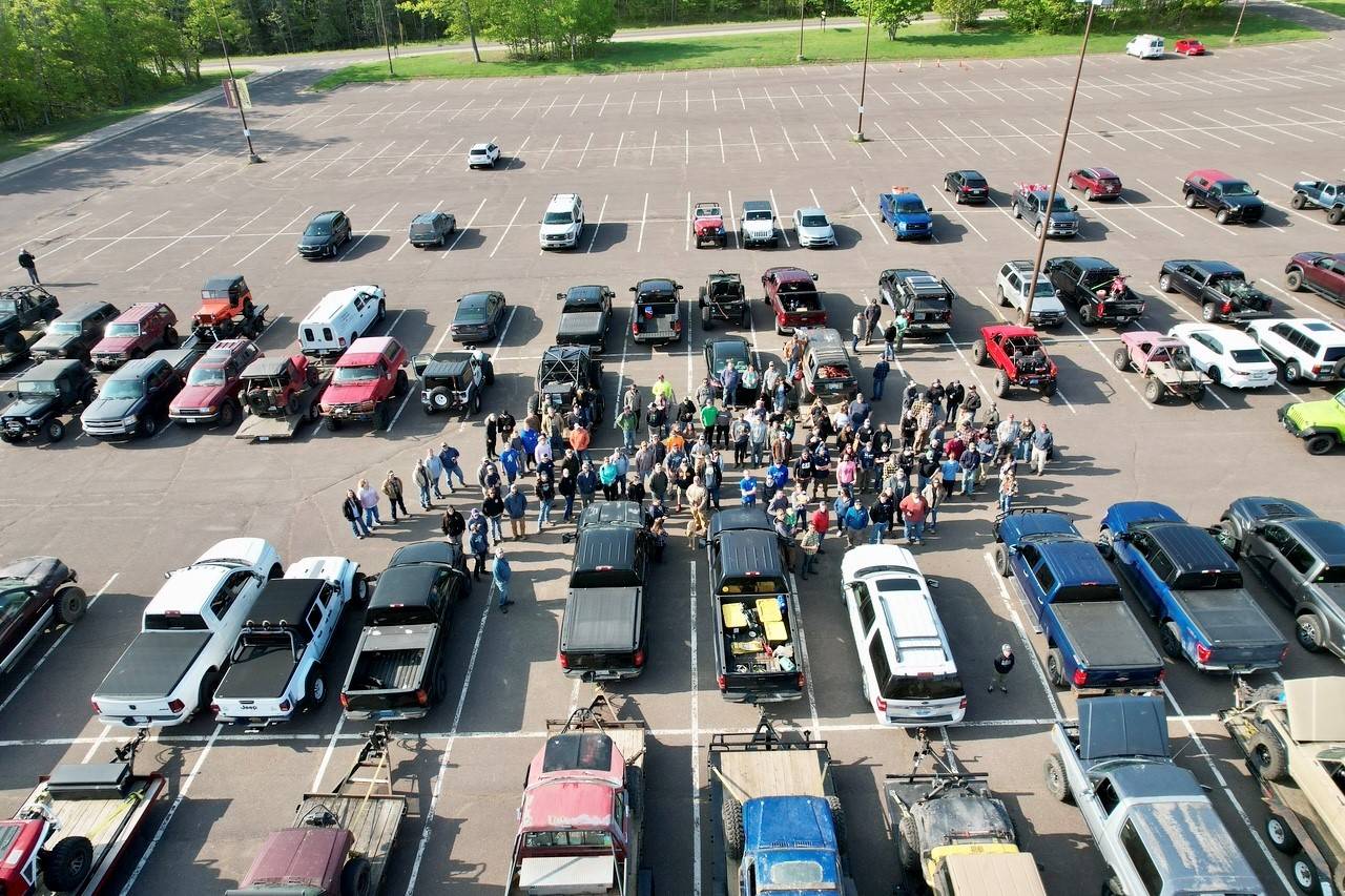 Jeep Gladiator 50th Anniversary of the Michigan Tech four-wheelers reunion drone shot 2