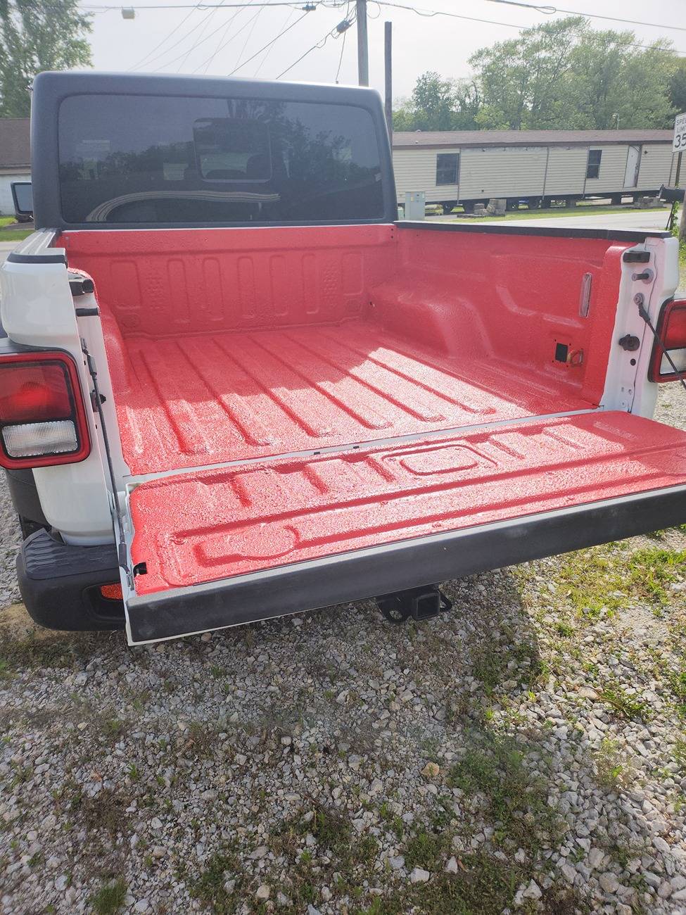 Jeep Gladiator COLORED Truck bed coating, I love the color, wife was dead set against it, I won. (Actually, she allowed it) 20250526_174945