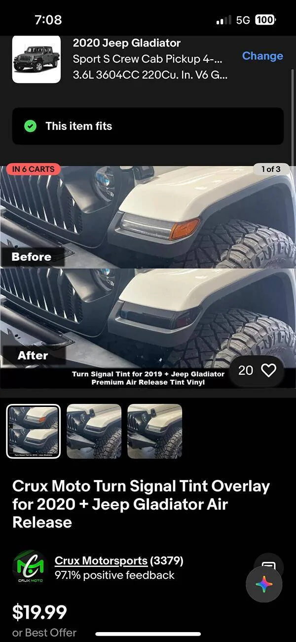 Jeep Gladiator Turn Signal/Running Light Tint IMG_7346