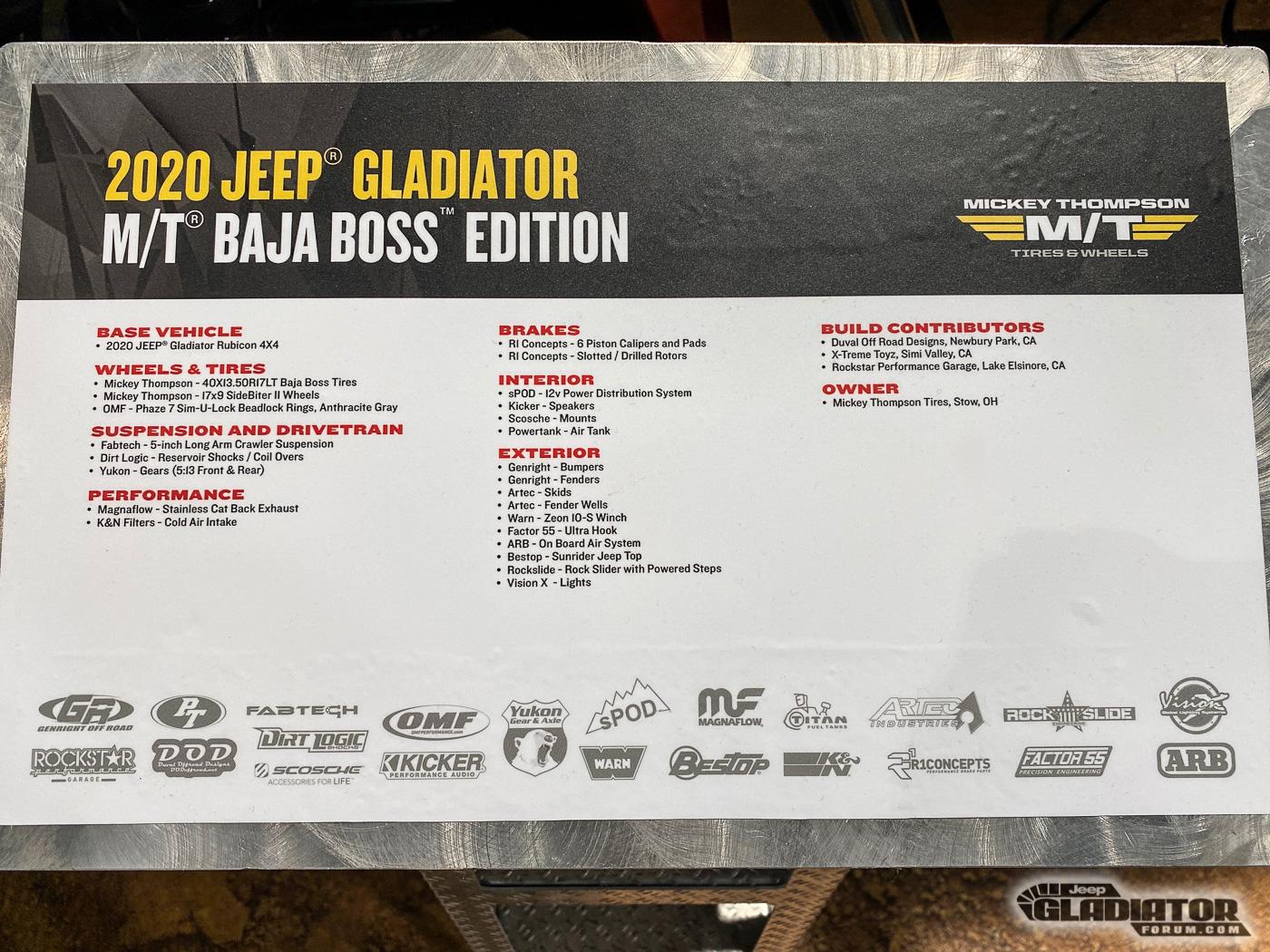 Jeep Gladiator Mickey Thompson / Genright Off Road - Baja Boss Edition Gladiator Build [SEMA 2019] Mickey-Thompson-Genright-Off-Road-Baja-Boss-Edition-Gladiator-Build-SEMA-2019-1