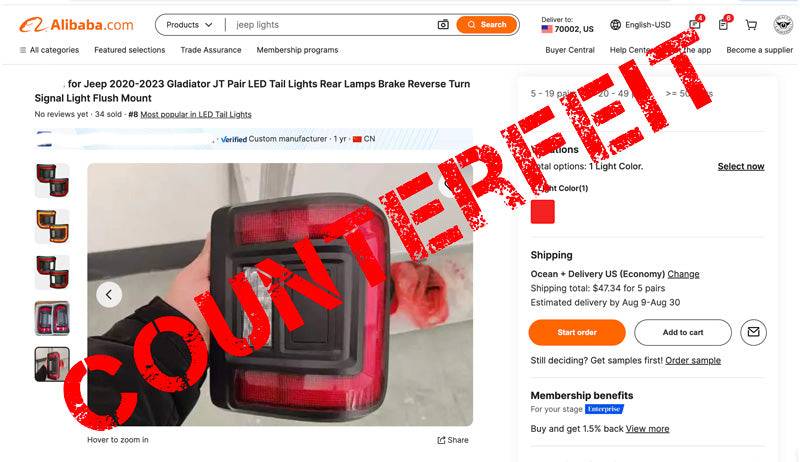 Jeep Gladiator Customer Notice: Protect Yourself from Counterfeit ORACLE Flush Tail Lights counterfeit_JL