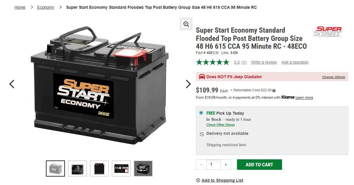 Jeep Gladiator Non-AGM Battery - 2020 Gladiator 1751373579054-9