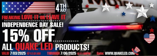 Jeep Gladiator Quake LED's Love It Or Leave It 15% OFF Independence Day Sale Is Live NOW!!!! 4th 2025 FB_Email_Web_WEB 1