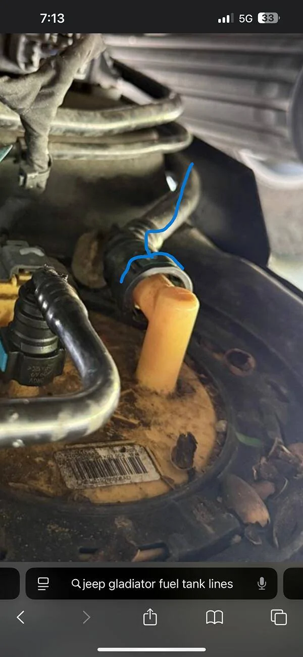 Jeep Gladiator I need help finding the correct fuel line part number IMG_5729marked
