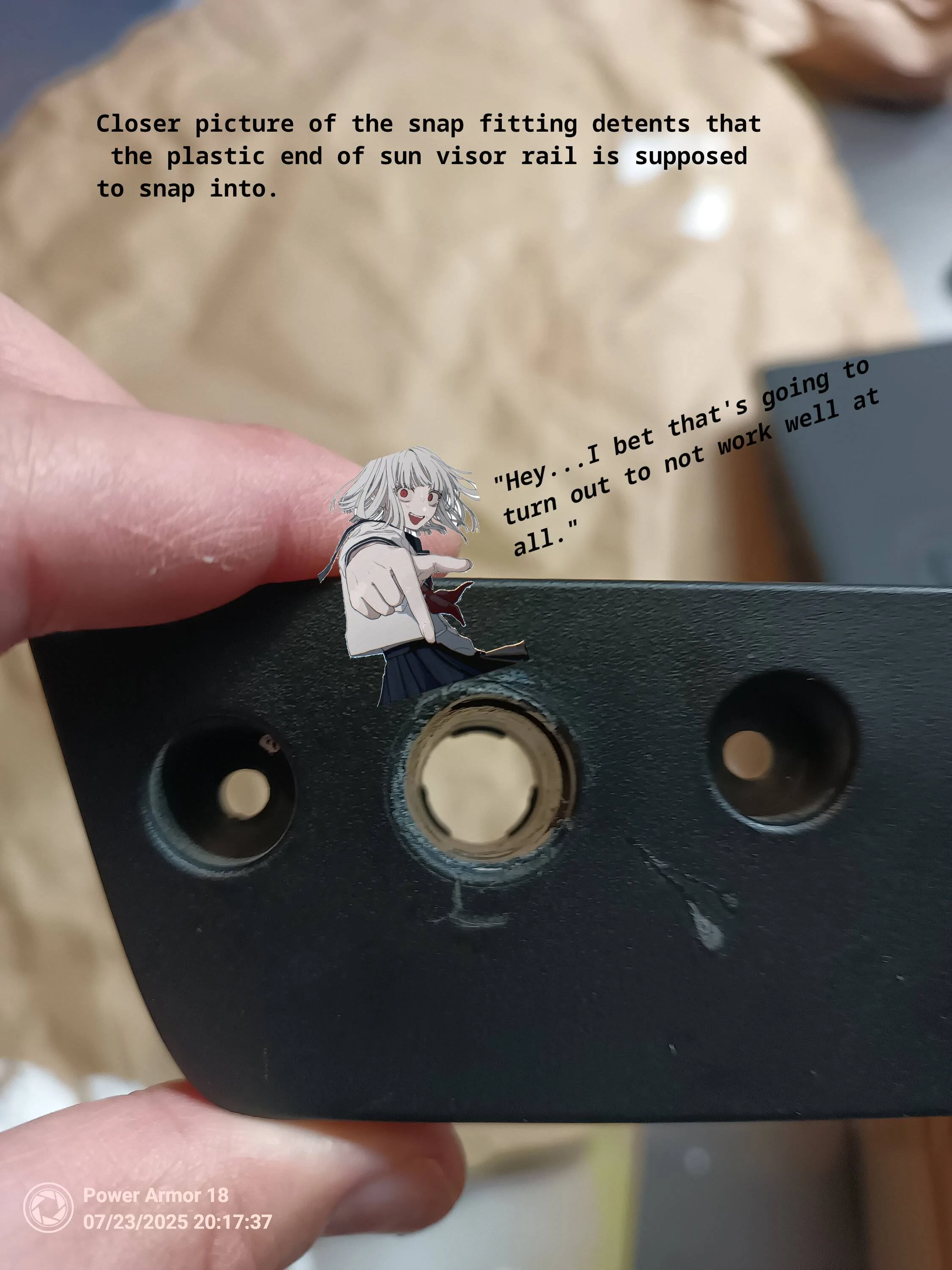 Jeep Gladiator "The Old Cotter Pin Trick" - A brief guide to repairing the sun visor with what's in your garage. pic3_left_sun_visor_bracket_closer