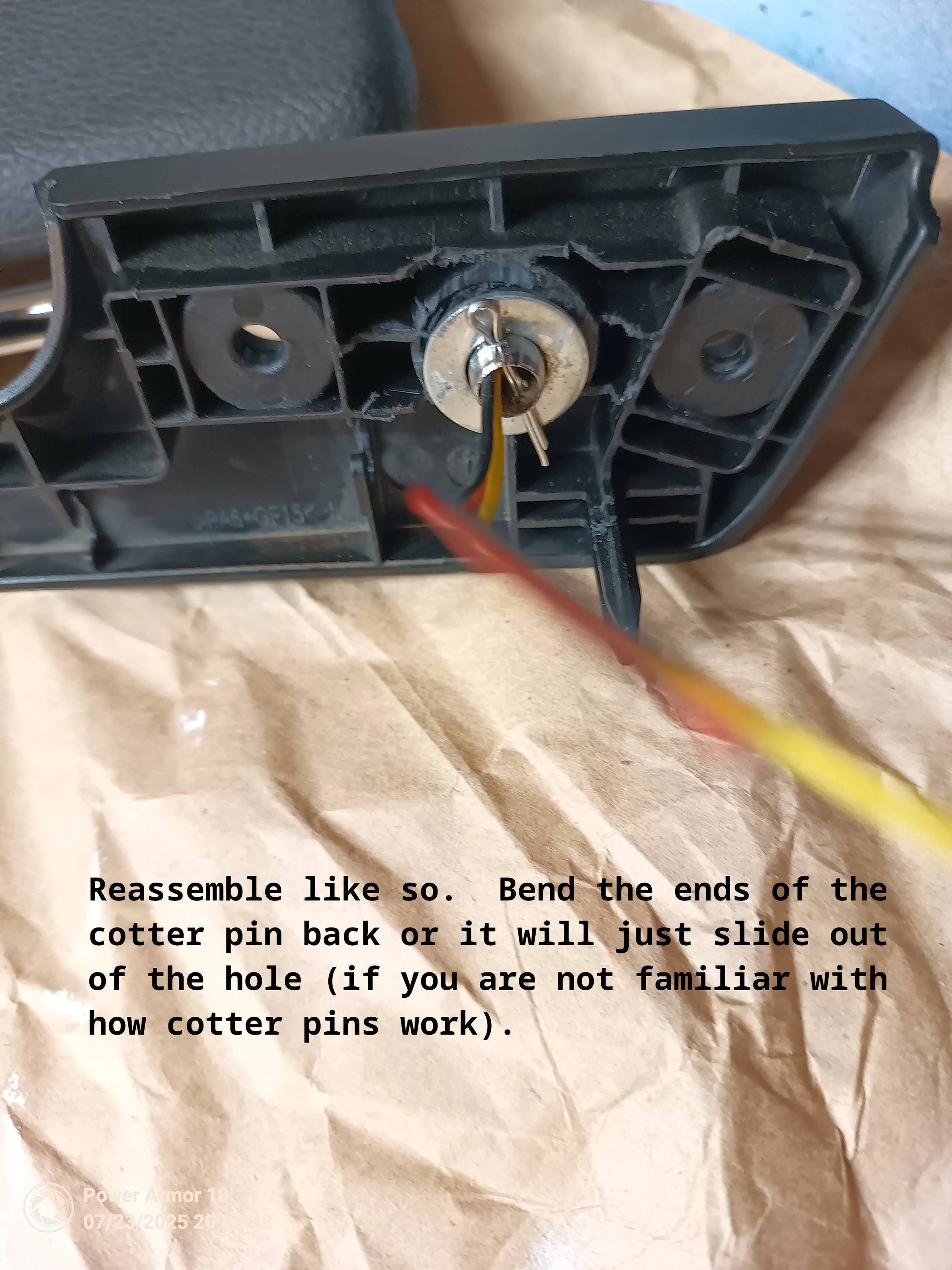 Jeep Gladiator "The Old Cotter Pin Trick" - A brief guide to repairing the sun visor with what's in your garage. pic8_left_sun_visor_bracket_components