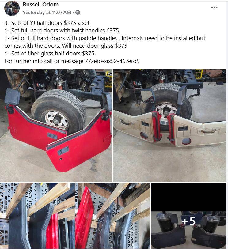 Jeep Gladiator NON-JT Jeep parts for sale on AMC FB page 1753810228906-8n