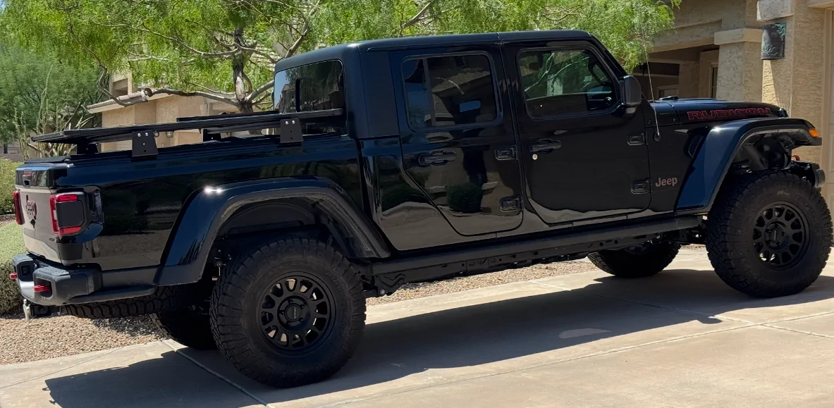 Jeep Gladiator Low profile bed rack with OEM roll up tonneau cover. 2020 gladiator. Suggestions? View recent photos