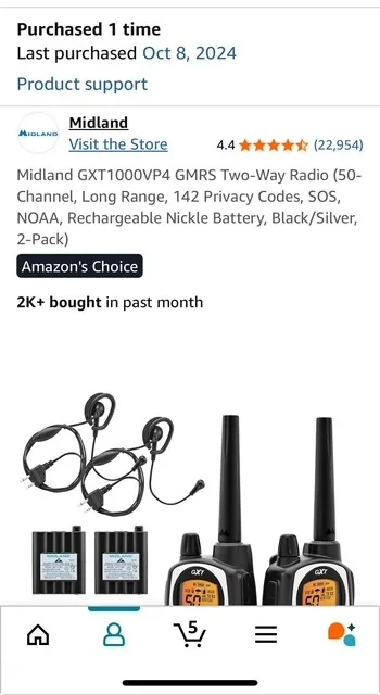 Jeep Gladiator Midland GXT1000VP4 GMRS Two-Way Radio, PAIR RAD5