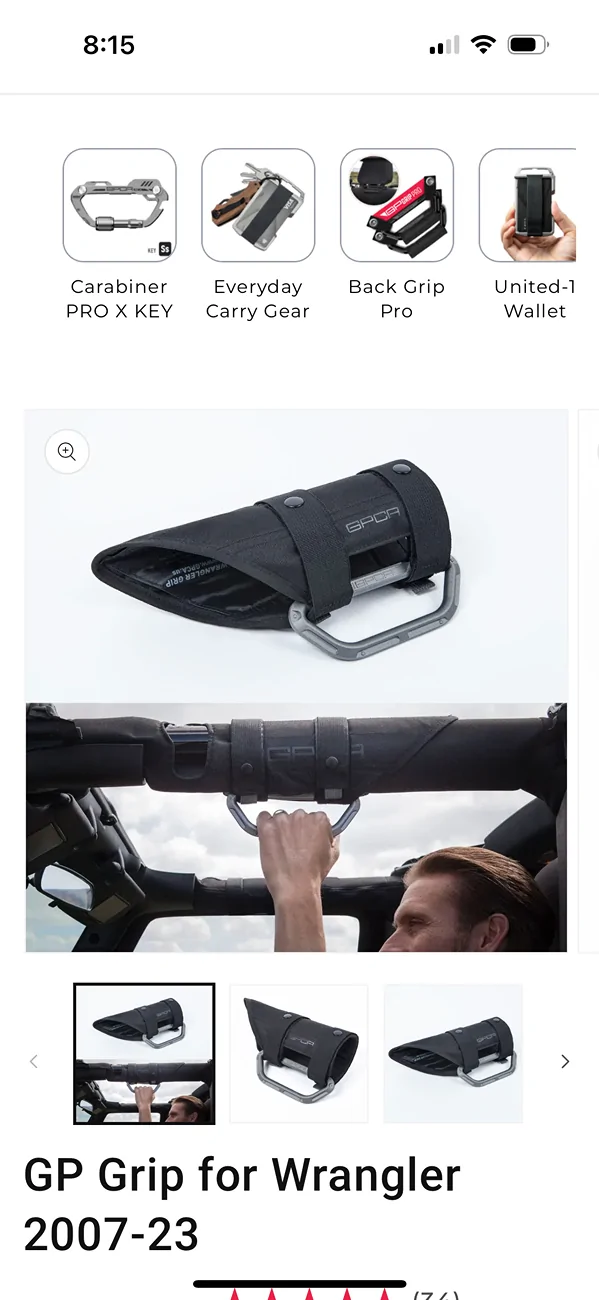 Jeep Gladiator GPCA grab handles for 2018 to 2023 jeep wrangler and gladiator models IMG_2497