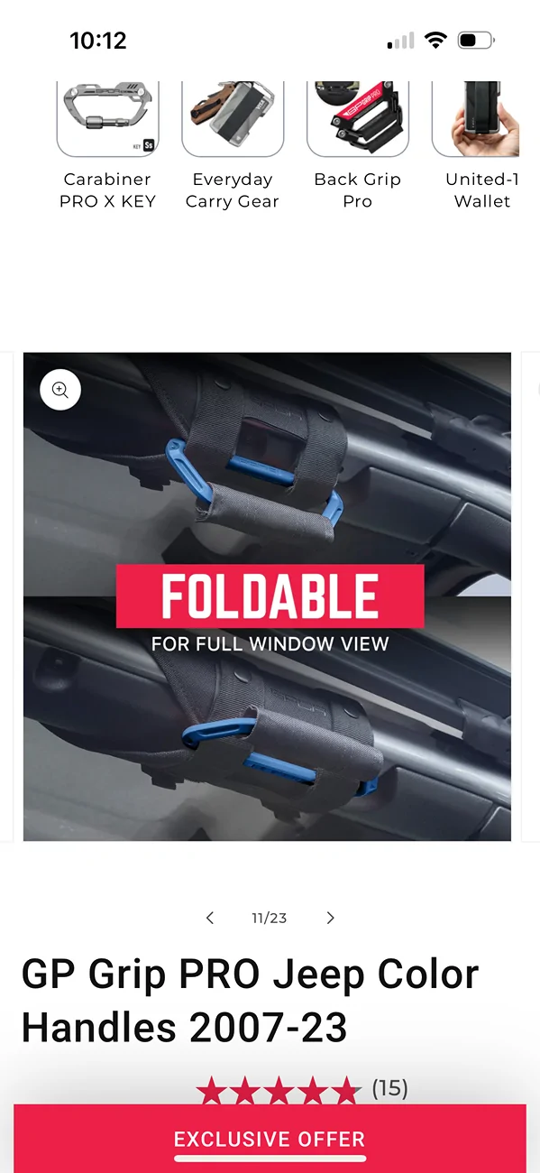 Jeep Gladiator GPCA grab handles for 2018 to 2023 jeep wrangler and gladiator models IMG_2500