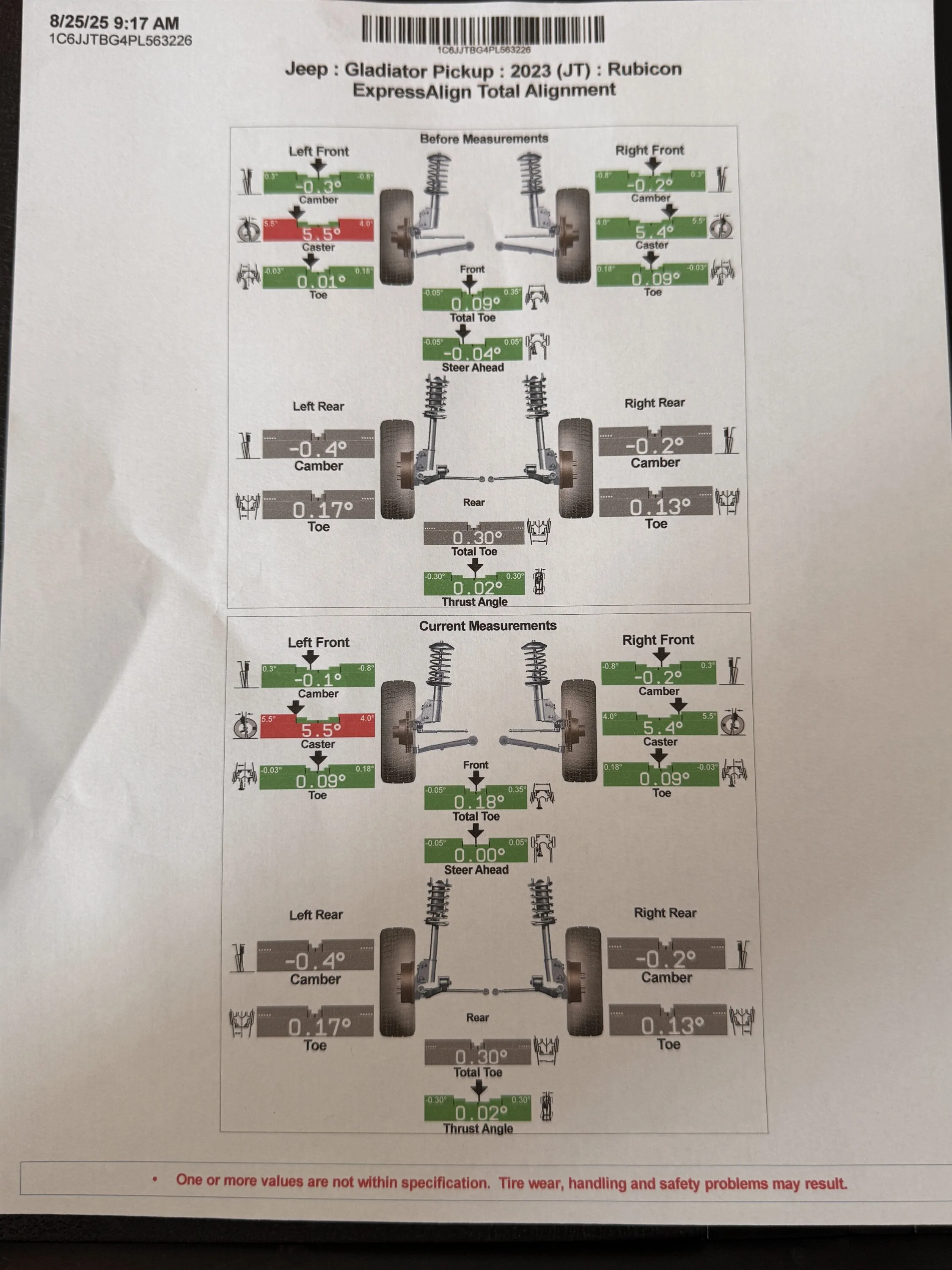 Jeep Gladiator Stock LCAs to Mopar Extended LCAs - Caster Change IMG_6408