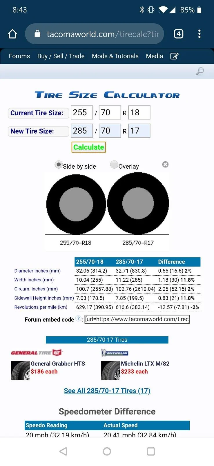 Jeep Gladiator Tire Size, Gear Ratio, Affect on Payload/Towing Screenshot_20191108-204314