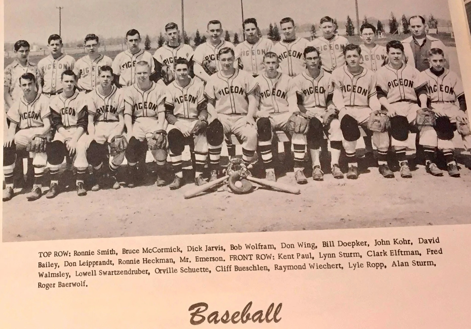 Jeep Gladiator Found my dads HS yearbook from 1955 Pigeon baseball team