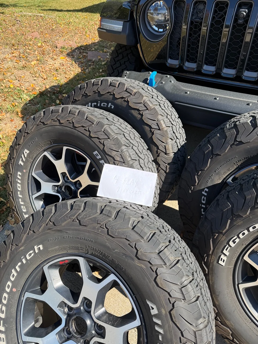 Jeep Gladiator 5 JL Rubicon wheels w/ BF Goodrich All-Terrains w/ white letters $400 IMG_4142