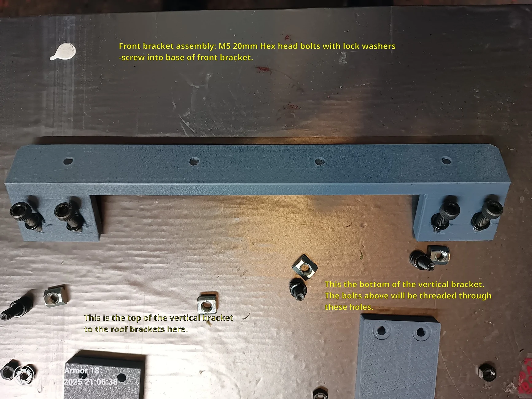 Jeep Gladiator DIY Front Overhead Storage Rail System for a Jeep Gladiator (Updated with pictures) Front bracket_assm_pt_1