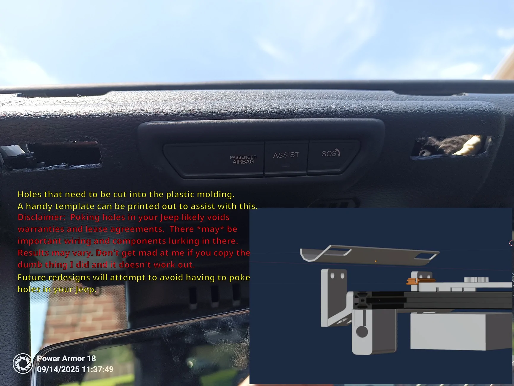 Jeep Gladiator DIY Front Overhead Storage Rail System for a Jeep Gladiator (Updated with pictures) vert_plate_holes
