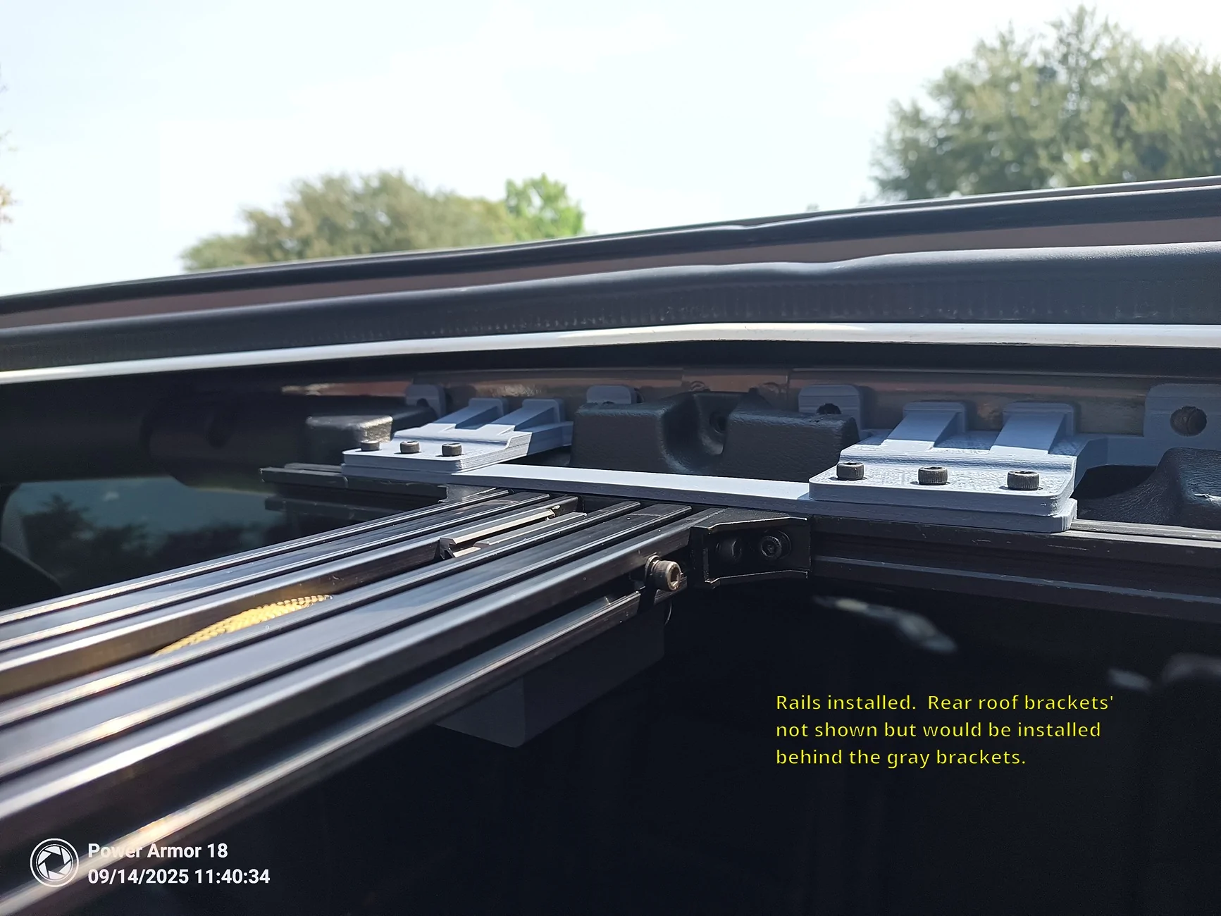 Jeep Gladiator DIY Front Overhead Storage Rail System for a Jeep Gladiator (Updated with pictures) rails_installed_rear