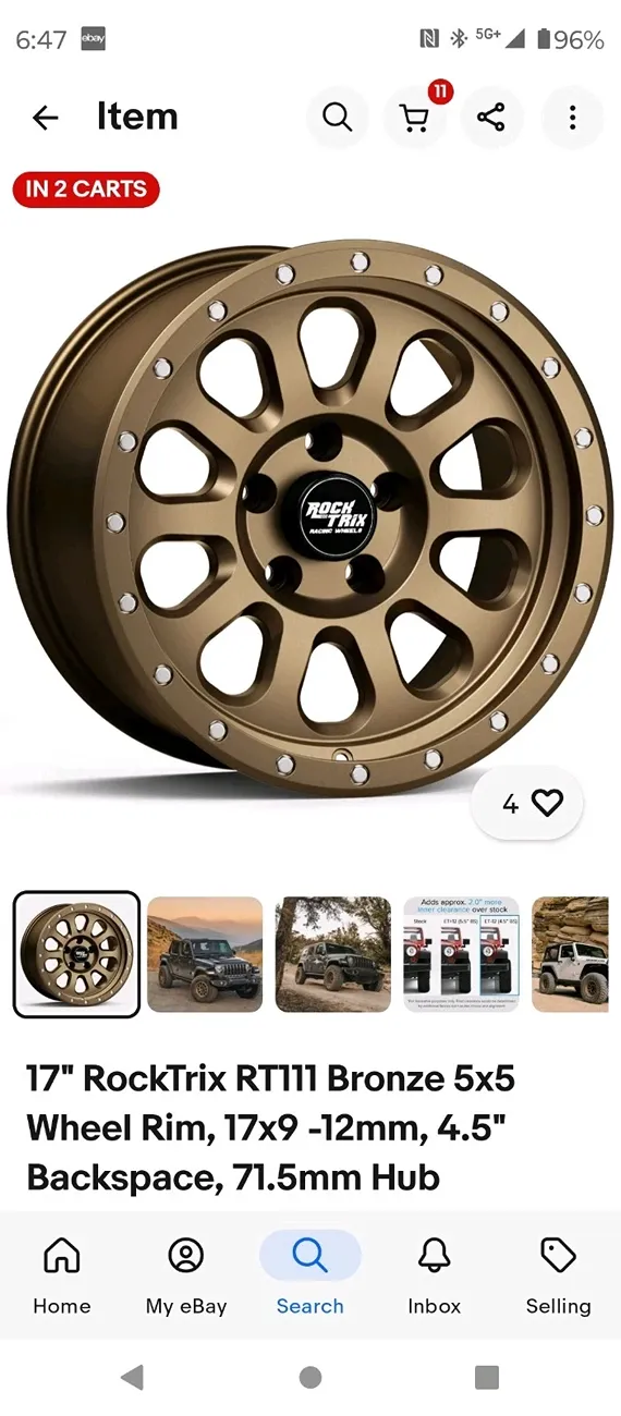 Jeep Gladiator F/S -  RockTrix RT111 17x9 -12mm Bronze Wheel (Single) 5