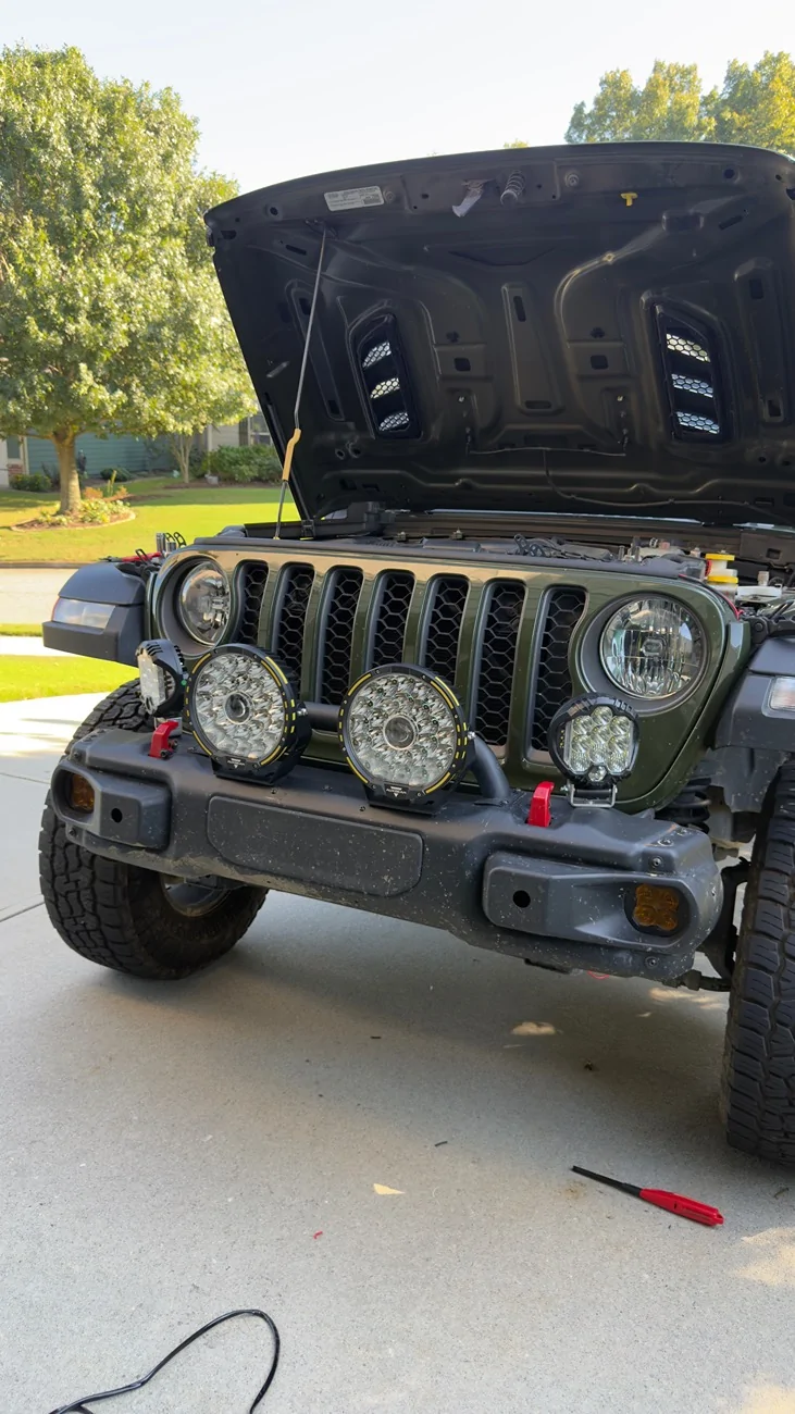 Jeep Gladiator Auxbeam lights wired to factory aux switches IMG_1829