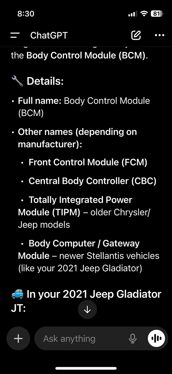 Jeep Gladiator Multiple failures beginning with the Jeep App and ending with engine wouldn't shut off IMG_5267