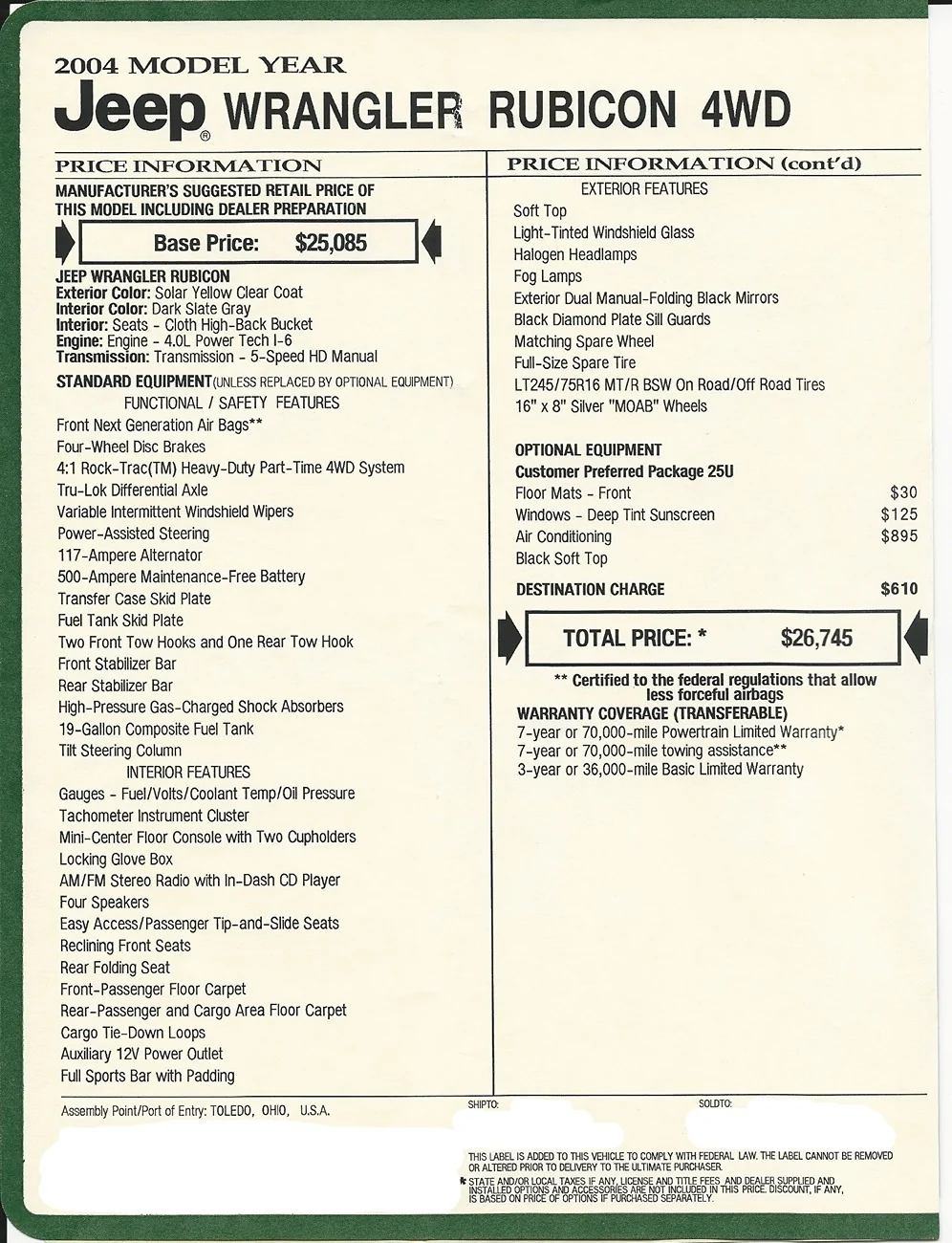 Jeep Gladiator Sport S vs Rubicon Redacted - 2004 Jeep Wrangler Rubicon