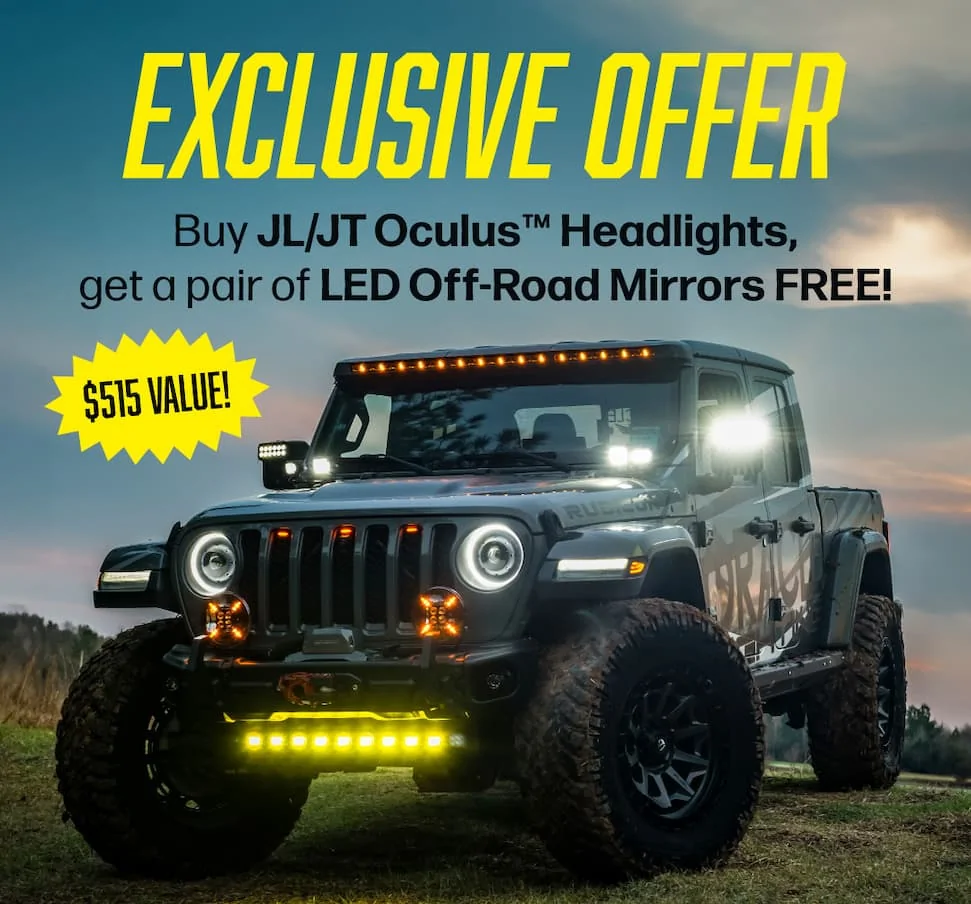 Jeep Gladiator Oracle Lighting October Sale – FREE LED Off-Road Mirrors with Oculus Headlights! 8b1e204b-54bb-4a18-af58-4a1eae7cb542