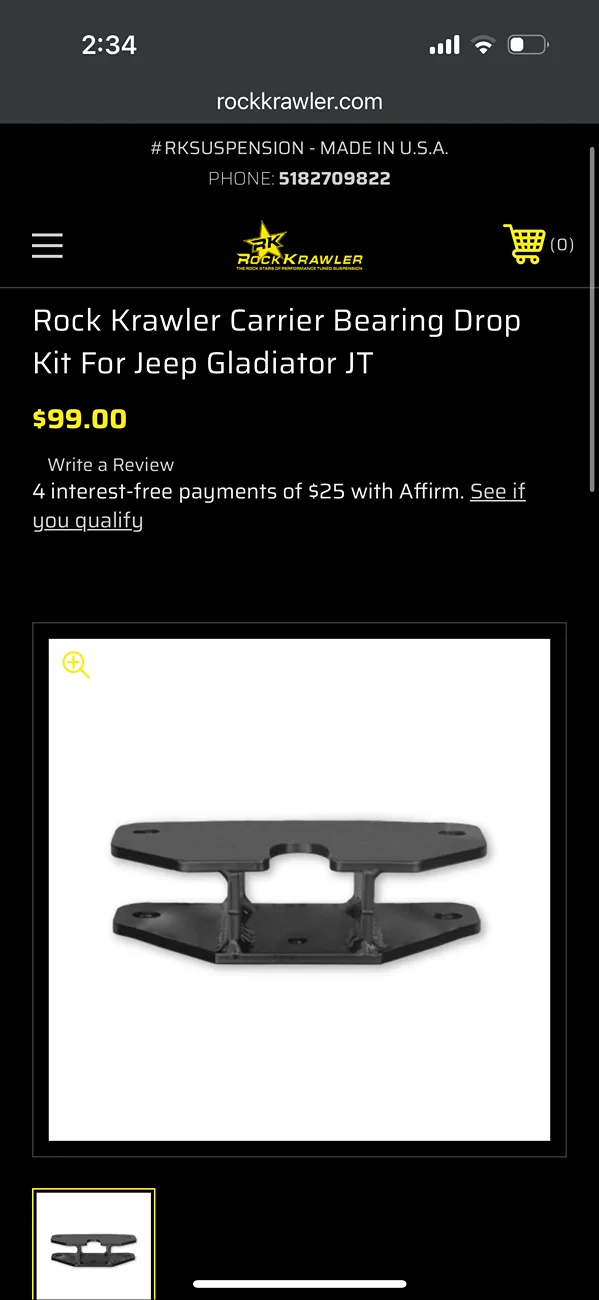 Jeep Gladiator Rear driveline carrier bearing drop IMG_7898