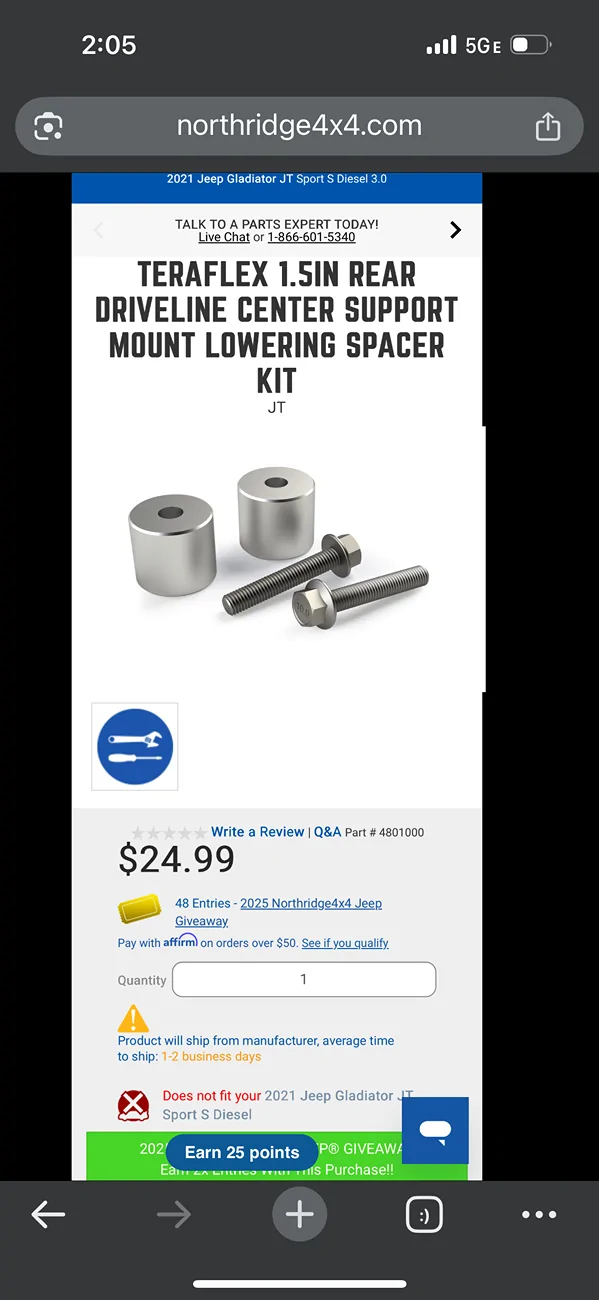 Jeep Gladiator Rear driveline carrier bearing drop IMG_7895