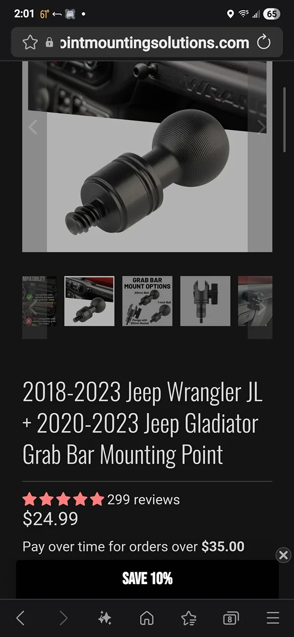 Jeep Gladiator DIY: Grab Handle ball mount Screenshot_20251027_020142_Samsung Internet