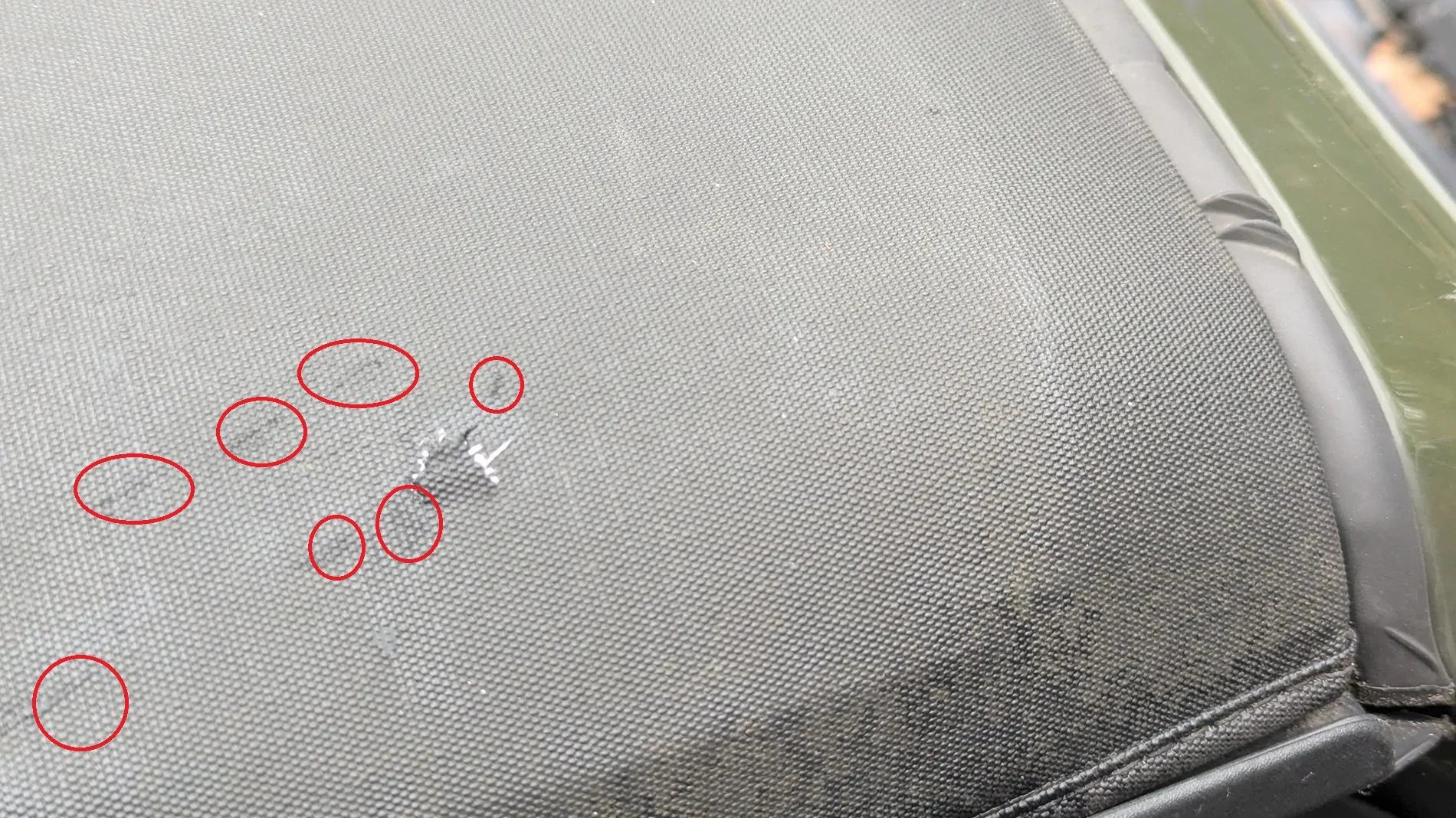 Jeep Gladiator Hole worn in soft top - warranty? Damage TO