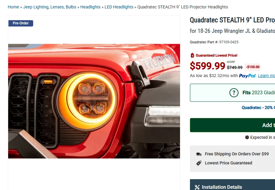 Jeep Gladiator Quadratec stealth LED headlights 1762308659645-32
