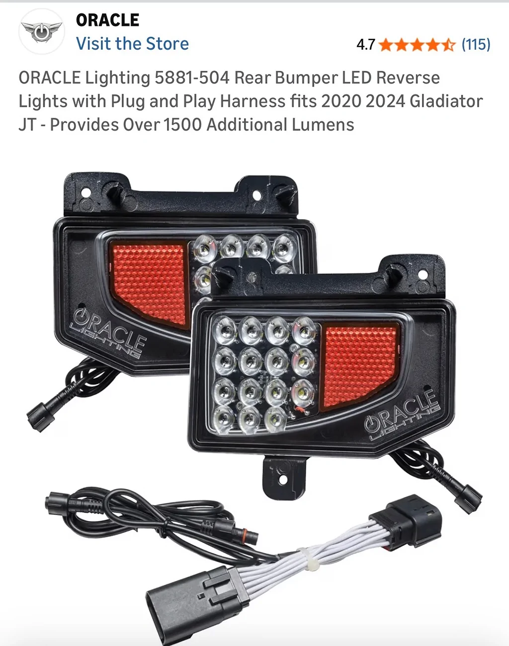 Jeep Gladiator Oracle Rear Bumper LED Reverse Lights IMG_1460