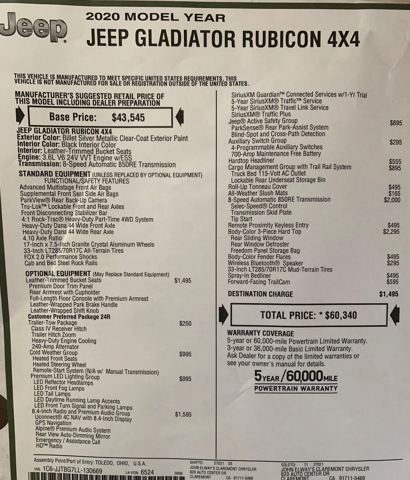 Jeep Gladiator 2020 Gladiator Rubicon - Billet Silver for Sale FullSizeRender