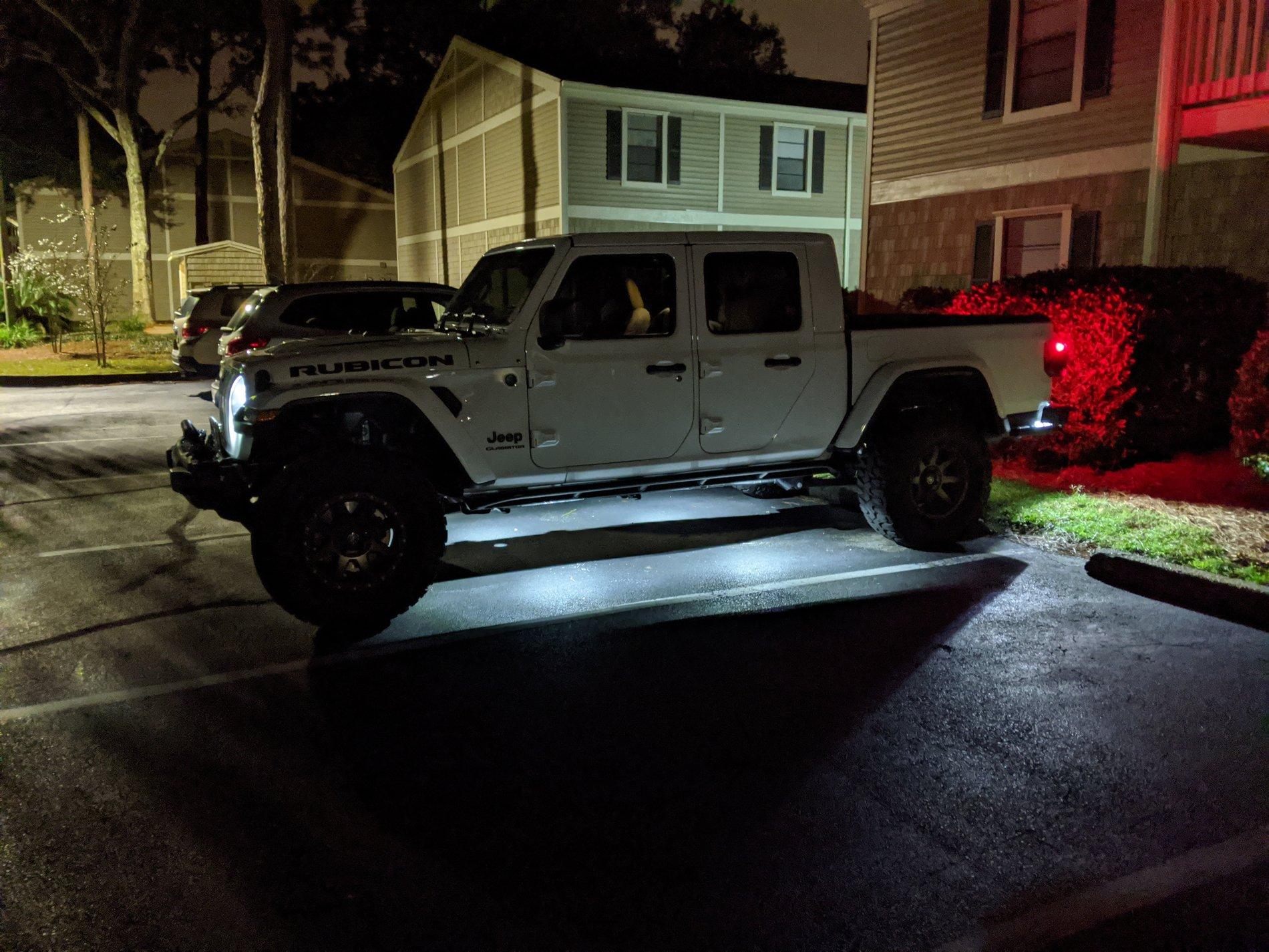 Jeep Gladiator Rock Lights tied to bed lights and reverse MVIMG_20191115_174823