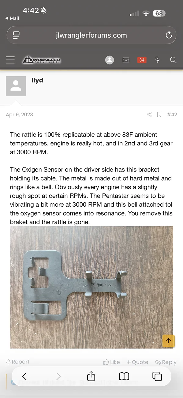 Jeep Gladiator 2021 JT Manual rattle at 3000rpm under load, noise stops when clutch pedal is pushed in an inch IMG_5197