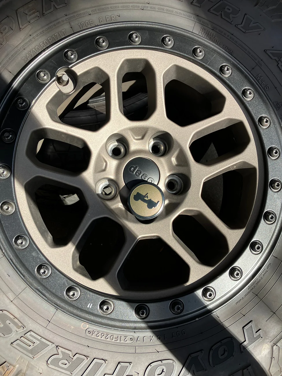 Jeep Gladiator (Reduced) 5 x Mopar Beadlock Capable Wheels 8x17 +12 offset with Toyo ATIII 34x10.5r17 IMG_6565