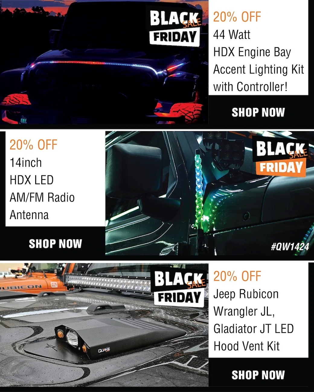 Jeep Gladiator Quake LED 20% Off Black Friday/ Cyber Monday Sale is Live Now! BF_25_Products_IG-63