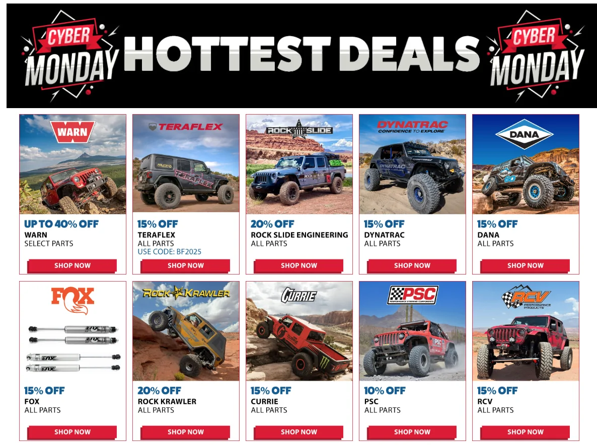 Jeep Gladiator Cyber Monday Sales at Northridge4x4! Hot-deals-cyber-monday