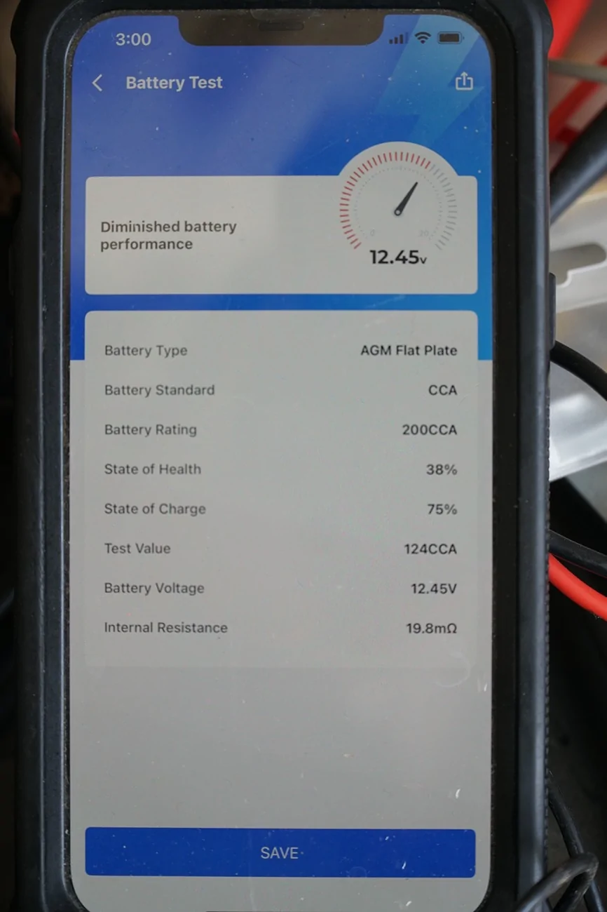 Jeep Gladiator Battery test and charge with TB6000 DSC09473