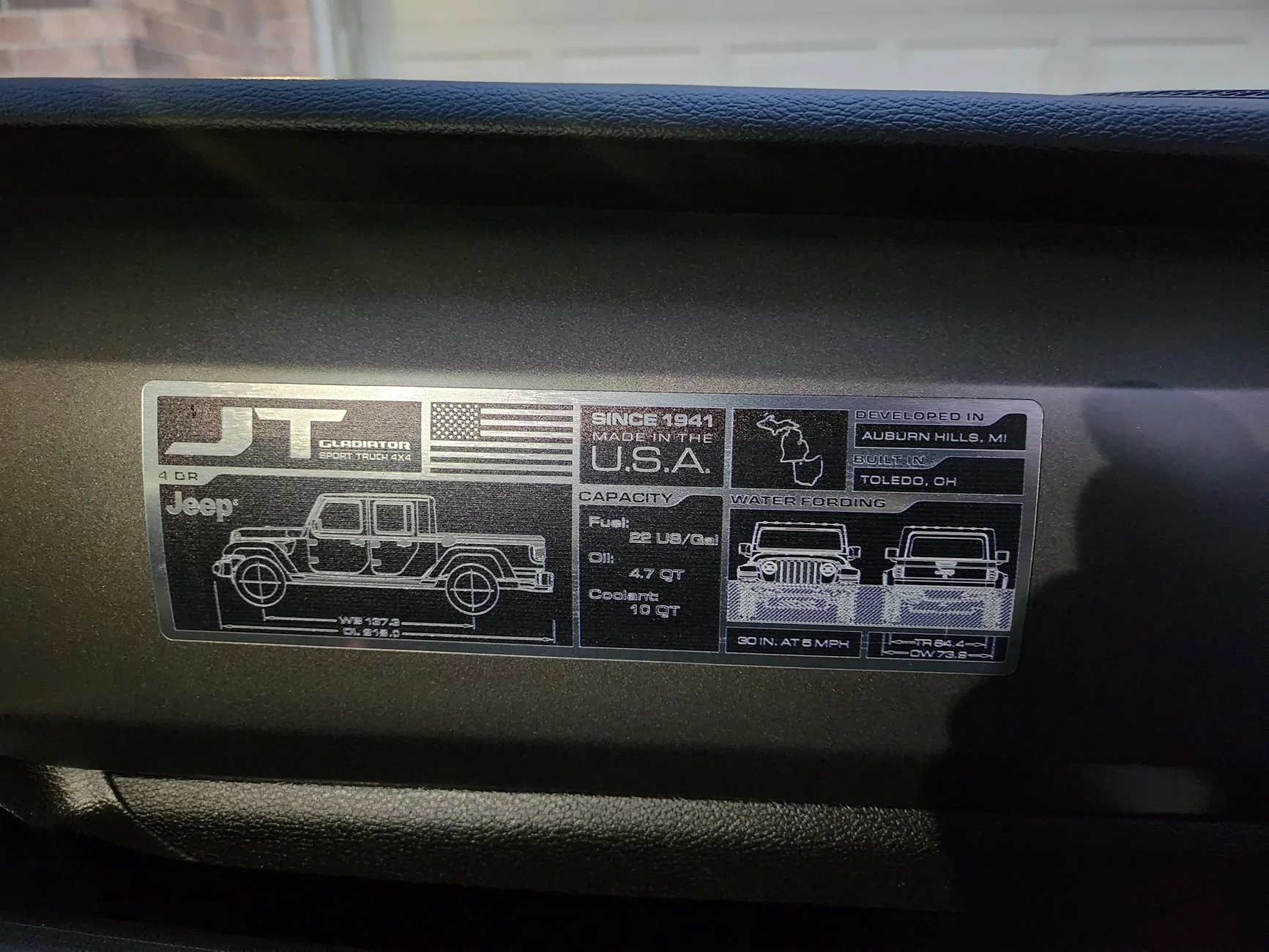Jeep Gladiator What did you do TO your Gladiator today? [ADMIN WARNING: NO POLITICS, NO GUN TALK] Dash Plate 1