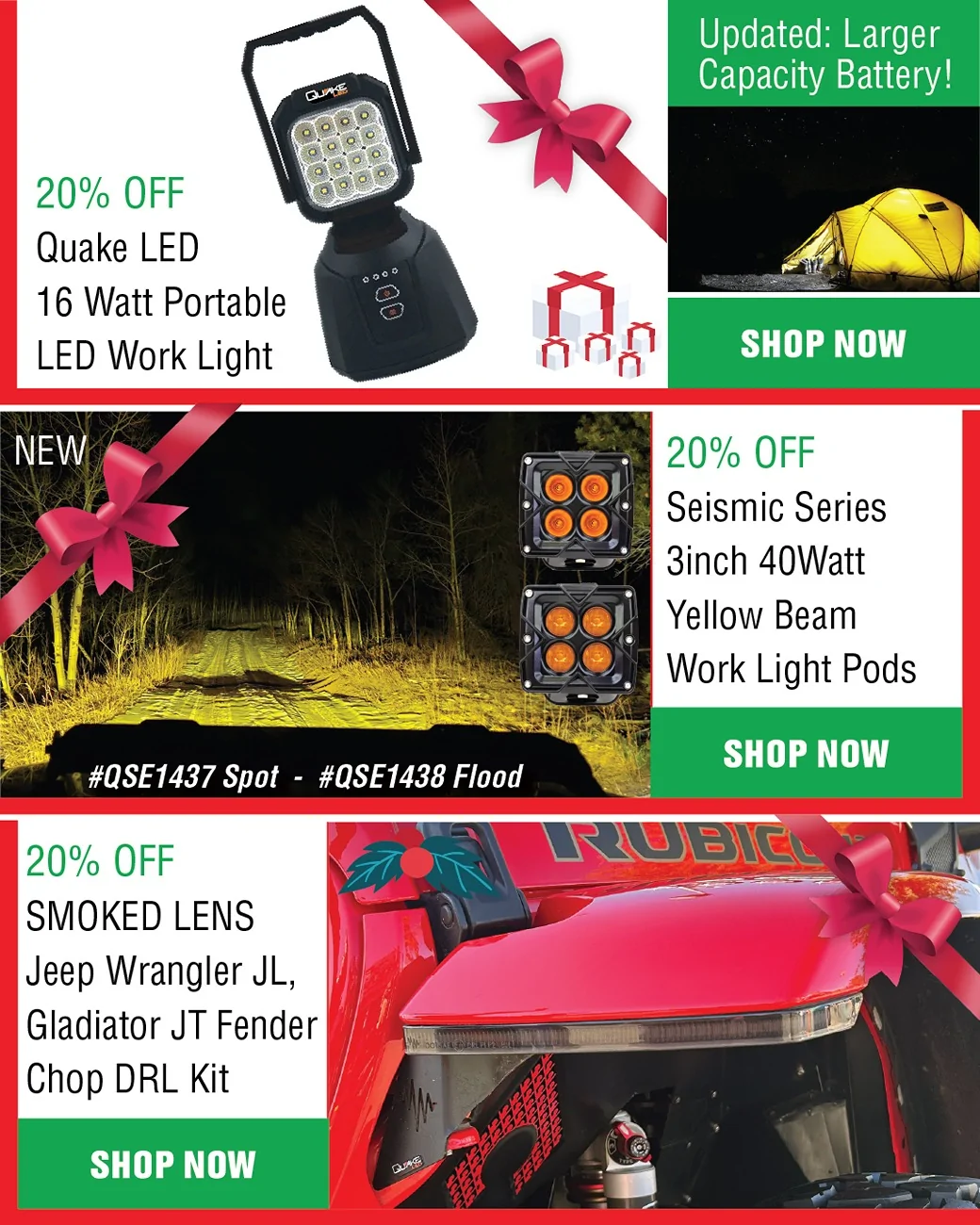 Jeep Gladiator Quake LED End-of-Year Holiday Ho Ho Holy Smokes We’re Slashing all the Prices Christmas/Hanukkah/Festivus Super Sale! 5_2025_Xmas_ads
