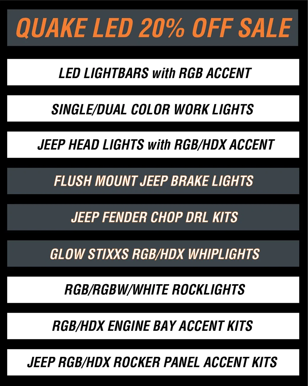 Jeep Gladiator Quake LED End-of-Year Holiday Ho Ho Holy Smokes We’re Slashing all the Prices Christmas/Hanukkah/Festivus Super Sale! 7_2025_Xmas_ads
