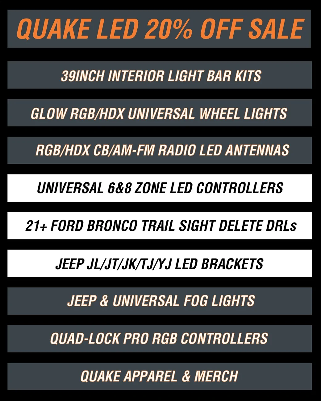 Jeep Gladiator Quake LED End-of-Year Holiday Ho Ho Holy Smokes We’re Slashing all the Prices Christmas/Hanukkah/Festivus Super Sale! 8_2025_Xmas_ads