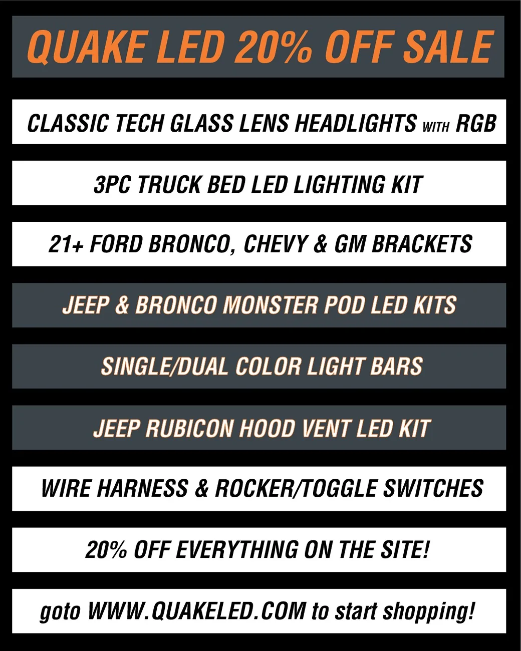 Jeep Gladiator Quake LED End-of-Year Holiday Ho Ho Holy Smokes We’re Slashing all the Prices Christmas/Hanukkah/Festivus Super Sale! 9_2025_Xmas_ads